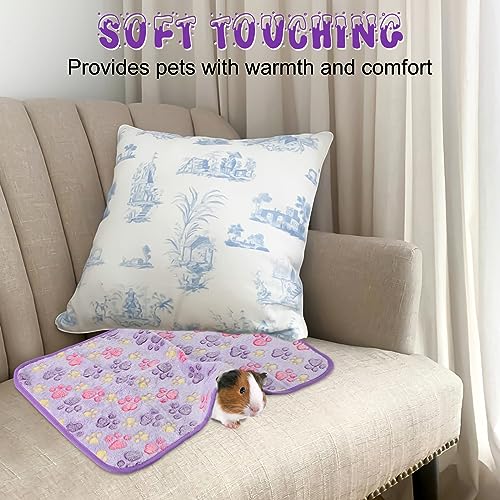 YUEPET Guinea Pig Blankets 3 Pack, Waterproof-Backed Fleece Liners, S | Guinea Pig Fleece Cage Liners, Waterproof Backing, Washable mats, Soft Fleece Surface, 23 x 16 in - color: Purple+blue+beige, size: S-23"×16"