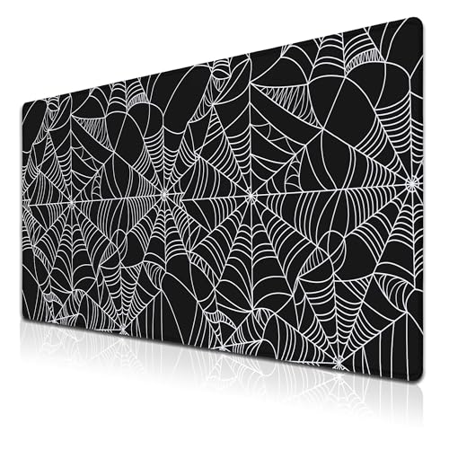 Gaming Mat Black Long Mousepad, Desktop Pad Big Mouse Pads Desk Mouse Pad, Computer Pad Non-Slip Rubber Base Waterproof with Stitched Edges, 35.4" X 15.7" Spider Web - color: Spider Web