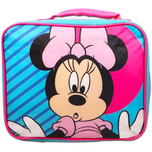 Minnie Mouse Lunchbox for School Girls Bundle w/Insulated Lunch Bag + More | Soft Minnie Lunch Box Plus Minnie Water Bottle, Stickers, More - Minnie Mouse School Supplies