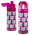 Bentology Stainless Steel 13 Oz Reusable Water Bottle for Kids, Kitty Cat | Double Wall Insulated, Spill Proof Lid W/Built-in Straw- Keep Liquids Hot or Cold- Easily Fits in Lunch Boxes & Bags - color: Kitty Cat