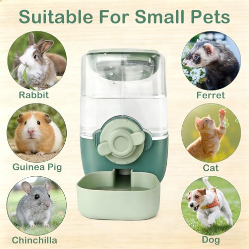 Rabbit Water Bottle, 34oz Pet Hanging Automatic Water Dispenser | Cage Grid Spacing 1.1''-2.1'', Cat Water Feeder for Small Animal Ferret Guinea Pig Chinchilla Small Dog - color: Green