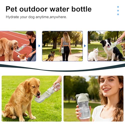 Amerisun Dog Water Bottle, 16.9 OZ Collapsible Leak-Proof Pet Water Bowl | Collapsible Water Bottle,Suitable for Dog, Cat, Puppy, Guinea Pig, Hamster & Bunny. Ideal for Walking, Hiking（A012B-White） - color: A012B-white