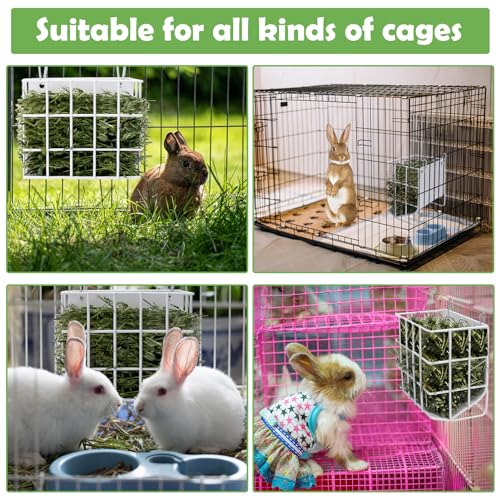 Rabbit Hay Feeder with Heavy-Duty Metal Frame Rabbit Hay Holder, Bunny Hay Feeder Guinea Pig Hay Holder,for Rabbits Guinea Pigs Bunny Chinchillas and Small Animals (White) - color: White, size: 1 piece
