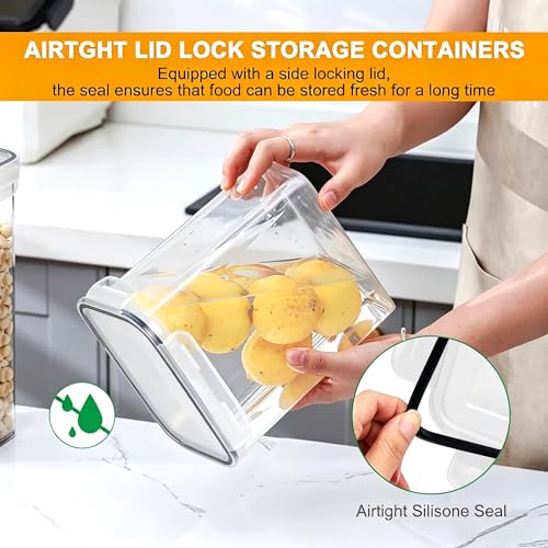 32pcs Airtight Containers, Clear Stackable Dry Food Storage | 32pk clear airtight containers with tight lids keep dry food fresh. Safe plastic, stackable for pantry kitchen storage - size: 32 pcs(47.6L)