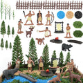 Draupnir 52 Pcs Native American Figurines Set Indian Figures for DIY Crafts - style: Native American