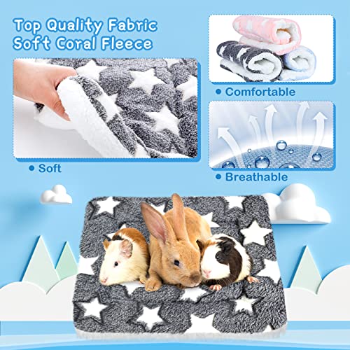 Jetec 3 Pcs Guinea Pig Beds, Fleece Small Animal Mats, Star, Blue | 10 x 11 in Soft Double Sided Fleece Pad for Rabbit, Hamster, Chinchilla, Rat, Warm Hideout, Cozy Small Animal Cage Bed - color: Blue, size: Fleece, style: Star