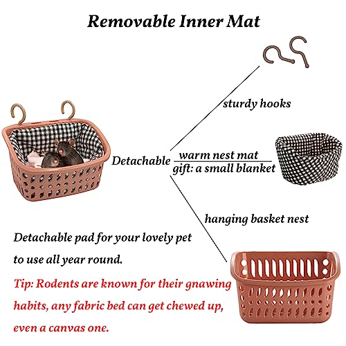 JWShang Rat Hammock for Cage, Chew Proof Hanging Basket Bed with Sturdy Hooks, Pet Cage Accessories, Safe Cozy Small Animal Rodent Hammock for Sugar Glider Mice Snuggling Sleeping - color: Pink, size: Large