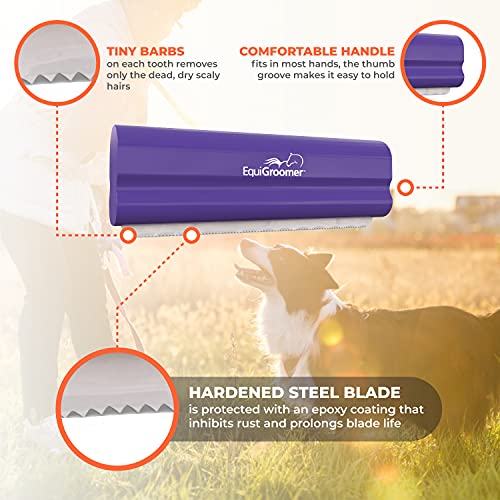 EquiGroomer 5-Inch Undercoat Deshedding Brush for Dogs & Cats, Purple | Best for dogs up to 100 lbs and cats of any size, short or long hair, stainless blade, no cutting or pulling - color: Purple, size: 5 Inch