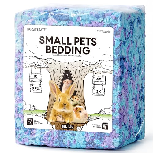 BUCATSTATE Hamster Bedding 15L, 99% Dust-Free Paper Bedding,Twilight Blue | Vibrant Color Paper Bedding, Compactly Packed to Expand 3X, FSC-Certified Material, Odor Control Bedding for Guinea Pigs - color: Twilight Blue, size: 15L