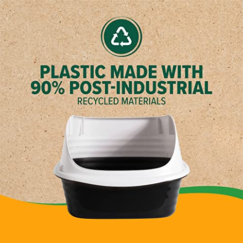 Arm & Hammer Rimmed Cat Litter Box with High Sides and Microban, Made in USA | Tall sturdy walls help contain spray, scatter and spills, easy everyday scooping, durable tray suits messy diggers at home - color: Pearl White/ Dark Gray, size: Standard