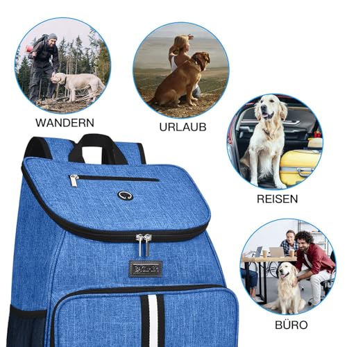 BAGLHER丨Dog Travel Bag, Airline Approved Pet Supplies Backpack, Dog Travel Backpack with 2 Silicone Collapsible Bowls and 2 Food Baskets - color: Blue-A