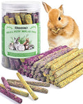 Bissap 36PCS Rabbit Chew Sticks, Mixed Natural Flower Rose Chrysanthemum and Forget-me-not Chew Toys Treats for Rabbit Bunny Chinchilla Guinea Pig Hamster and Other Small Animals Molar Snacks - size: 36 pieces