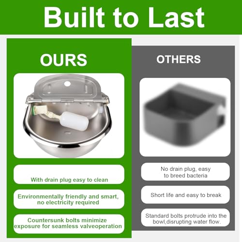Automatic Drinking Water Bowl with Float Valve, 304 Stainless Steel self-Filling Waterer,for Farms and backyards, Poultry and Livestock.