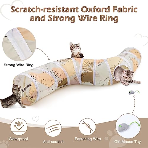 Glittme Cat Tunnel, Cat Tunnels for Indoor Cats, S-Shape Cats Cave with Cat Toys, Foldable Cat Tubes and Tunnels for Cats, Rabbit, Puppy, Guinea Pig | Interactive Bunny Tunnel And Cat Tubes With Crinkle Sounds. Ideal For Kittens, Ferrets And Small Pets To