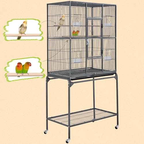 Yaheetech 63-Inch Wrought Iron Rolling Large Bird Cage for African Grey Small Quaker Amazon Parrots Canary Bird Flight Cage