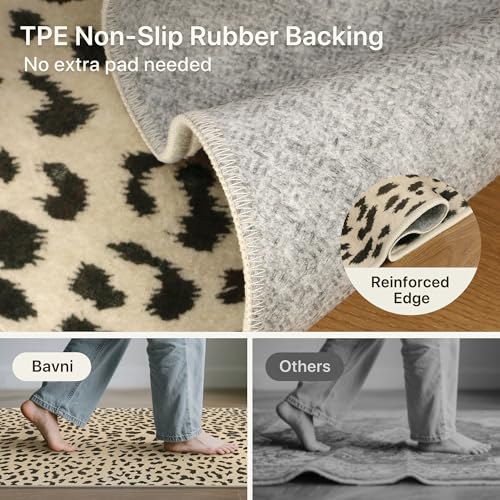 2x10 Leopard Runner Rug Hallway Bathroom Kitchen Washable Non Slip | Cheetah Animal, Beige Brown, Entryway Bedroom Laundry Room Bedside, Soft Morden Cool, Thin Low Pile Foldable, Water Repellent - color: Leopard / Beige and Brown, size: 2' x 10' (Rectangu