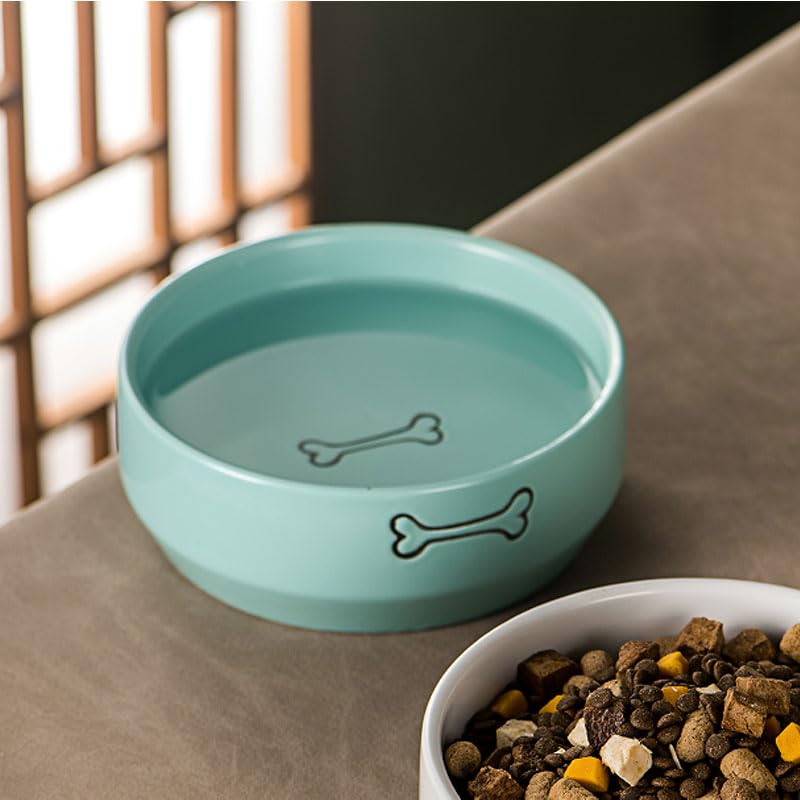 6.5" Ceramic Dog Bowl Pet Feeding Bowl 20oz (Turquoise/Blue, 6.5 / Large) - color: Turquoise / Blue