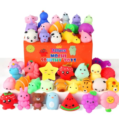 120 Pack Mochi Squishy Toys, Kawaii Mini Squishies Party Favors for Kids | Stress Relief Fidget Sensory Toys, Treasure Box Toy Classroom Prizes, Birthday Xmas Gift Easter Pinata Goodie Bag Stuffers - color: 120 Pcs
