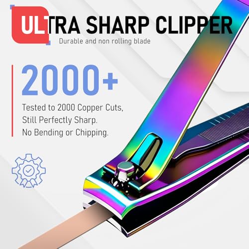 firiKer Nail Clippers with Nail File,Fingernail Clipper,Toe Nail Clippers | Nail Clipper Set ( Rainbow), Large for Toenails,Small for Fingernails, Used Separately, Ideal Gift for Men and Women - color: Rainbow