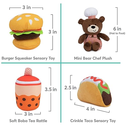 Baby GUND Play Soft Collection, My Little Food Truck 5-Piece Plush Playset with Rattle, Squeaker and Crinkle Sound Toys, Sensory Toy for Babies, 7.5” - style: Food Truck