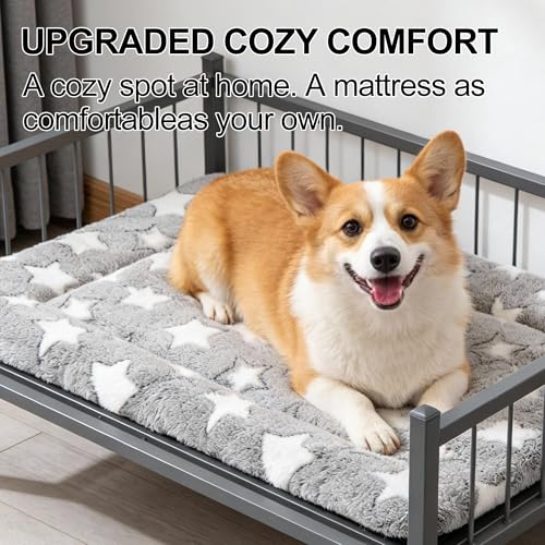 Dog Crate Mat, 4 Piece Reversible Pet Bed, Polyester, Machine Washable, Small Dogs & Cats, Rectangular (Gray Star, 24" L x 18" W x 1.5" Th) - color: Grey Star-4pcs, size: 24"L*18"W*1.5"Th