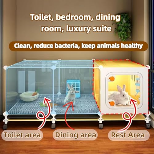 Luxury Villa Rabbit cage with Wheels, Guinea Pig cage | complimentary Food Bowl, Bed. Suitable for Hamsters, Chinchillas, Squirrels, Hedgehogs, Ferrets, Cats，Mouse - size: 41.4"Lx 17.7" Wx17.7"H