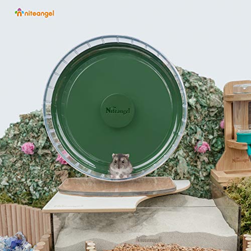 Niteangel Super-Silent Hamster Exercise Wheels: Quiet 10 inch Running Wheel | Can 10.6-13.4" Adjustable Height - No Bend Back Spinner Running for Dwarf Syrian Hamster Gerbils Mice Or Other Small Animal - color: Dark Green, size: Medium