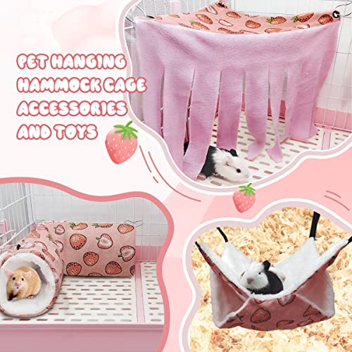 LYART Guinea Pig Rat Ferret Hammock and Warm Bed Small Pet Hideout Tunnel Cave Hanging Bunkbed Hammock Cage Toy for Hamster Sugar Glider Squirrel (2.Hammock & Hideout) - color: 2.Hammock & Hideout