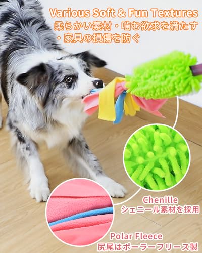 SCHITEC Dog Tug Toy, Bungee Tug of War Rope Toys with Squeaky Sound for Small Medium Large Dogs, Puppy Training Pull Toy for Exercise & Interactive Play Games - style: Chenille+Short Handle