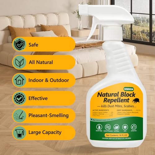 2 Pack Dust Mite Spray,32 oz Mite Spray for Home Kills Dust, Spider, Carpet, Bird, Mouse,Rat Mites,Family& Pet Safe Mite Treatment for Homes, Furniture, Bedding & Farms