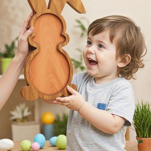 Farmhouse Bunny Serving Wood Trays (Set of 1),Nesting Rabbit-Shaped Wooden Charcuterie Serving Platters for Easter or Spring Rustic Decorative - size: One Size