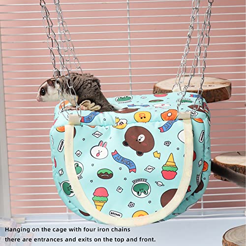 Small Animal Hammock Bed with Hideout for Guinea Pigs, Rats, Sugar Gliders and More, Hamster Hanging Bed Toy Cage Accessories Warm Nest (Animal Green) - color: animal green