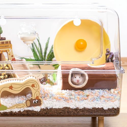 Mini&moe Hamster Hideout - Warm Hamster House Cozy Sleeping Chew Proof Small Animal Hut Cage Accessories for Dwarf Gerbil, Rat, Hedgehog, Sugar Glider