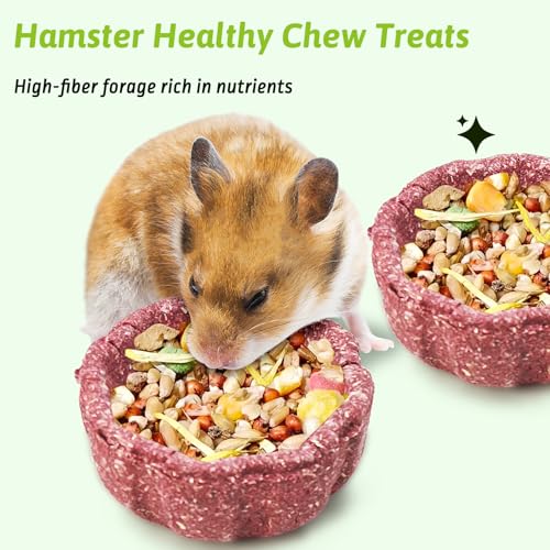 BNOSDM 3 Pcs Hamster Edible Premium Timothy Hay Chew Bowl Purple Sweet Potato Blend Rabbit Treats for Teeth Chewing Chinchilla Chew & Decor Toys for Syrian Dwarf Hamsters Gerbils Mice - color: 3PCS-Timothy & Sweet Potato