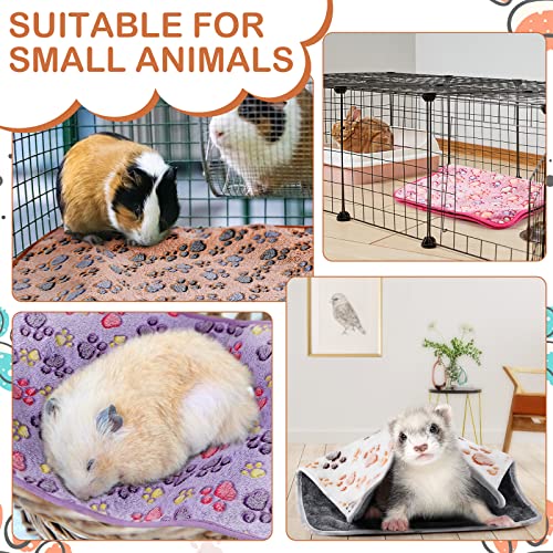 Reginary 4 Pcs Waterproof Guinea Pig Blankets Washable Small Animal Fleece Bedding Absorbent Guinea Pig Cage Liners Reusable Training Pee Pad Pet Sleep Mat for Hamster(Paw Print,35 x 24 Inch) - size: 35 x 24 Inch