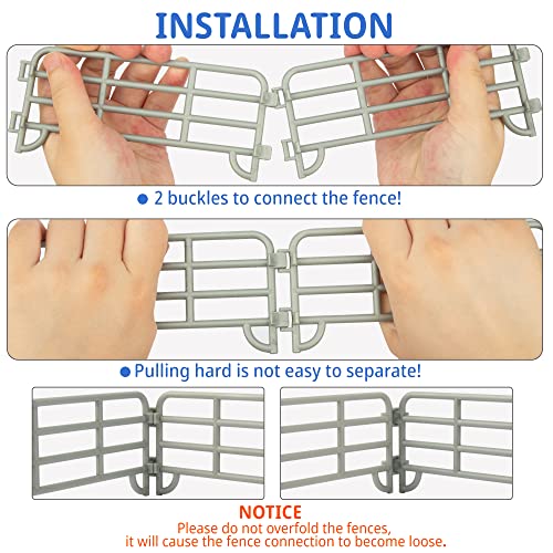 TOYMANY 20PCS Corral Fencing Panel Accessories Playset Includes 2 Gates Fences, Plastic Fence Toys for Barn Paddock Horse Stable or Farm Animals Horses Figurines, Educational Gift for Kids Toddler - style: Silver(20PCS)