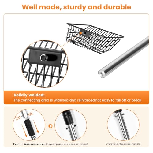 Cat Litter Scoop 43 inch Metal Litter Scooper with Stainless Steel Long Handle, Upgraded Large Kitty Box Scooper Heavy Duty Deep Shovel for Fast Sifting, Dog Waste Scooops for Outside Pet Poop - size: Long Handle-Upgraded