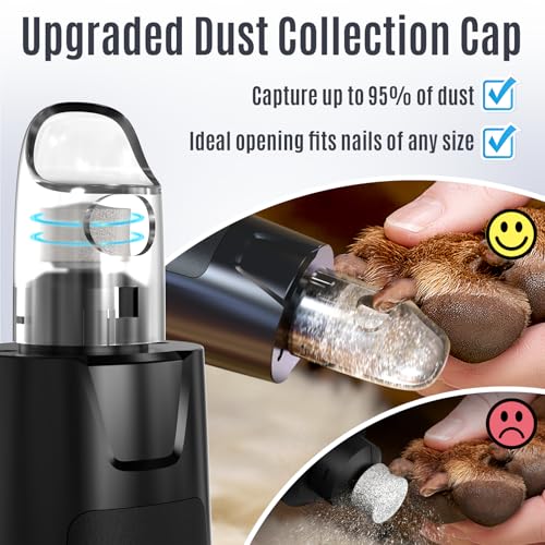 Casfuy New 6-Speed Dog Nail Grinder - 50% More Power Dog Nail Trimmers with 2 LED Lights Quiet 7h Running Time Electric Pet Nail Grinder File Toenail Grinder for Large Medium Small Dogs & Cats (Black) - color: Black