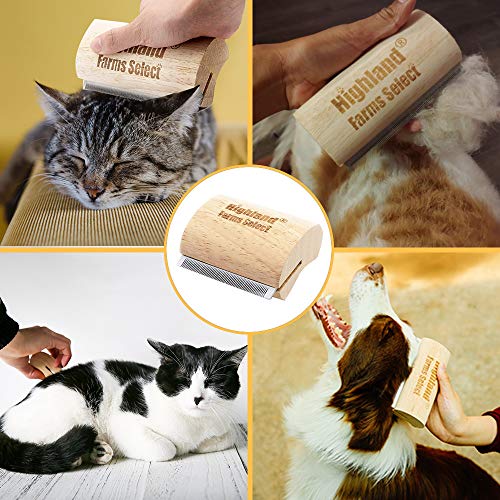 Deshedding Grooming Tool for Dogs, Cats & Horses, Ergonomic Design Wood Groom Brush, Professional Pet Groomer, Painlessly Remove for Short & Long Hair, Fur & Dirt - 2.5 Inches - color: S