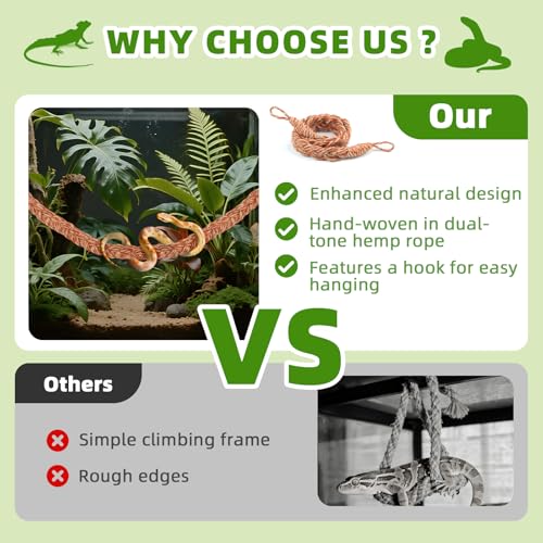 Snake Climbing Rope,Snakes Ladders Toys, Reptile Tank Accessories (Orange) | Snake Enrichment Supplies, Reptile Climbing Toys for Small Reptile, Ball Python, Corn, Hermit, Crab, Lizards, Geckos - color: Orange