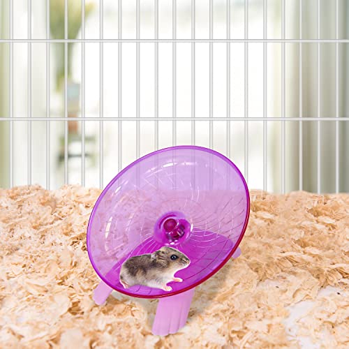 Hamster Flying Saucer Silent Running Exercise Wheel for Gerbil Rat Mouse Hedgehog Small Animals (Pink) - color: Pink