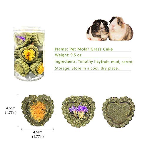 Bunny Chew Toys for Teeth, Natural Pet Chew Toy Hand Made Timothy Hay Cakes for Chinchilla Guinea Pig Hamsters Holland Lop Prairie Dogs Squirrels Gerbils Rabbit Chewing & Molar Teeth, 9.5oz - color: 1 Pack Timothy Hay Circle