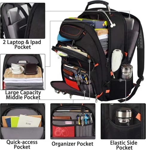 Travel Laptop Backpack,Extra Large 18.4 inch Gaming Laptop Backpacks,Big Capacity TSA Friendly RFID Anti Theft Pocket College unisex Heavy Duty Computer bag, 21.5*16.3*9.9 inch - color: Orange Rfid