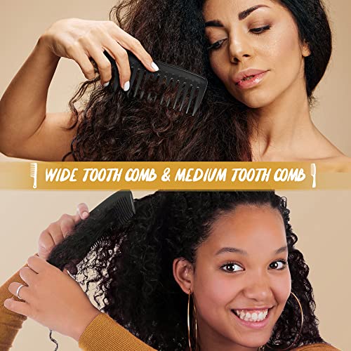 SalonSilk Professional Combs Set for Natural Black Curly Hair for Ladies - color: Black-11 PCS