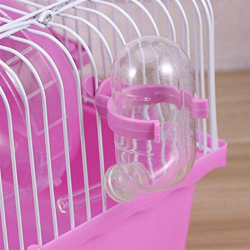 Small Pet Hamster Cage with Running Wheel Water Bottle Food Basin Portable Carrier House Mice Home Habitat for Going Out, Traveling (Pink) - color: Pink