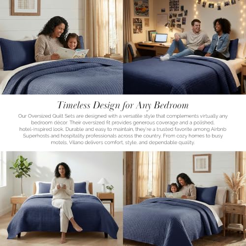 Southshore Fine Living, Inc. Oversized Twin Quilt Bedding Set, Microfiber Quilts, Summer Bedspread & Coverlet Sets, Pet Hair Resistant Bedding, Twin XL Quilt Set with 1 Pillow Sham, Dark Blue Quilt - color: 05 - Dark Blue, size: Twin / Twin XL