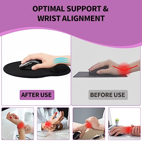 Mouse Pad with Wrist Rest, Comfortable Computer Mousepad with Gel Wrist Support Smooth Surface and Non-Slip PU Base for Pain Relief, Laptop, Office & Home (Mauve Twilight) - color: 04Mauve Twilight