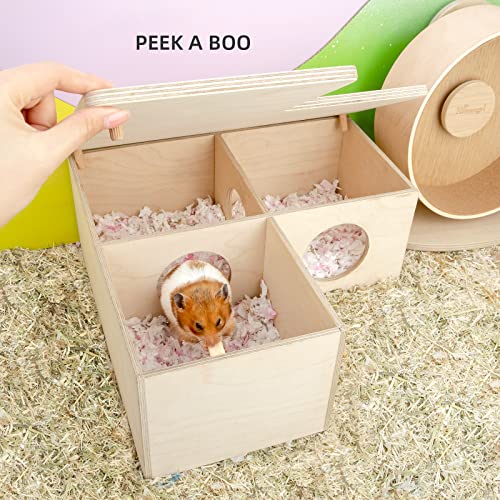 Niteangel Multi-Chamber Hamster House Maze: 1 Entrance 3 Rooms Maze Habitat | No-Disturb Removable Lid - Encourage Pets Hide and Explore Freely Hideout & Tunnel Maze Toys for Hamster Gerbils Mice Lemming - size: 3-Room Large