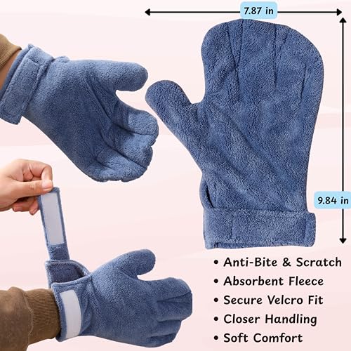 Hamster Anti Bite Gloves Sugar Glider, Calming Anti Bite Gloves and Feeding Spoons, Soft Bonding Mitt for Training Grooming Handling, Sugar Glider Cage Accessories, Dwarf Hamster Accessories (Blue) - color: Blue