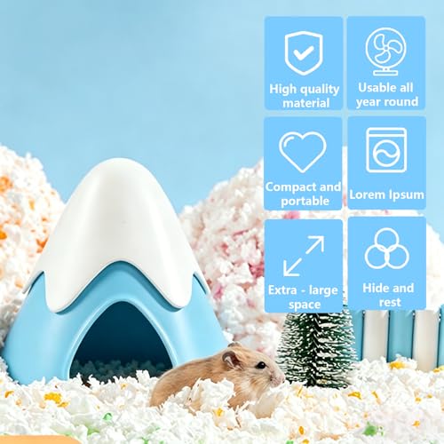 Hamster Hideout, Snowy Mountain Shape Hamster Hide House,Cute Small Animal Habitat Hideaway Hut for Syrian Hamsters, Mice, Gerbils, Rats (Blue) - color: Blue